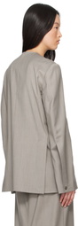 Gabriela Coll Garments Gray No.63 Summer Wool Folded Blazer