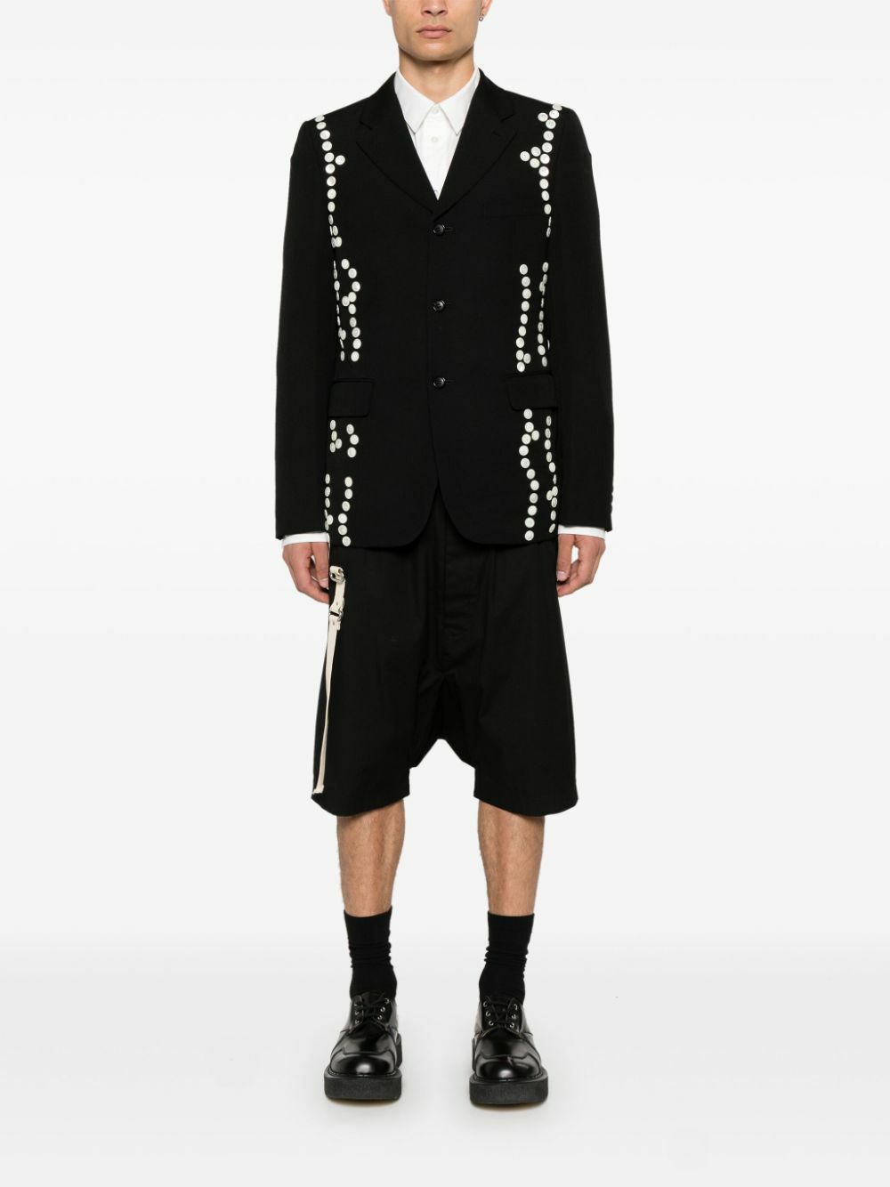 comme des garçons 濃紺　キュロット ベルト付き ラップデザイン COMME DES GARCONS - Blazer With Decorative Buttons Comme des