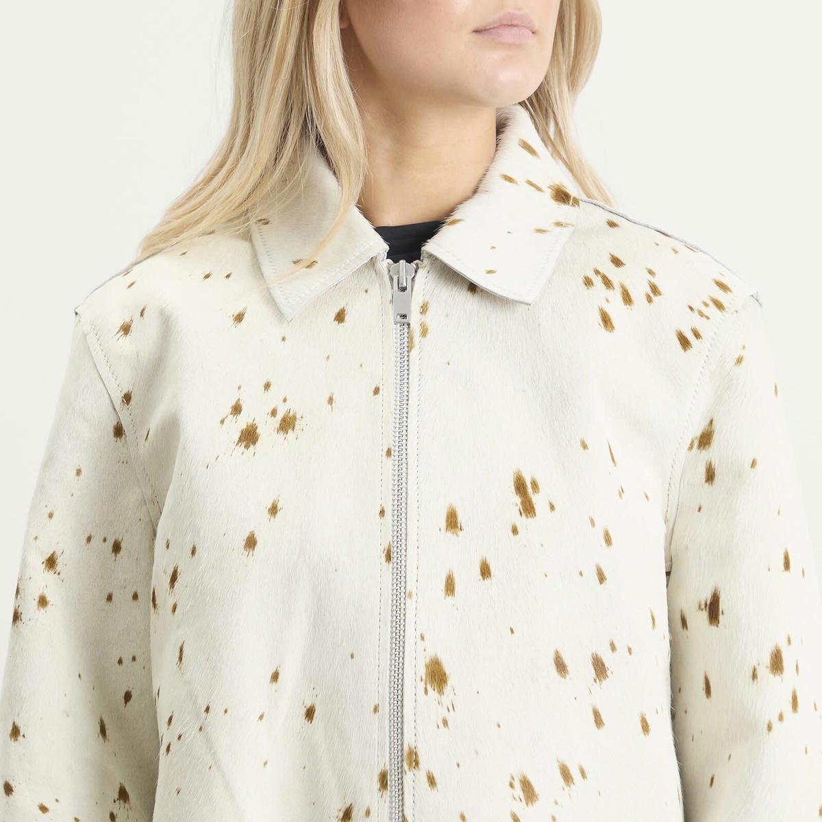 Samsøe Samsøe Women's Salylo Leather Jacket in Stray Dott