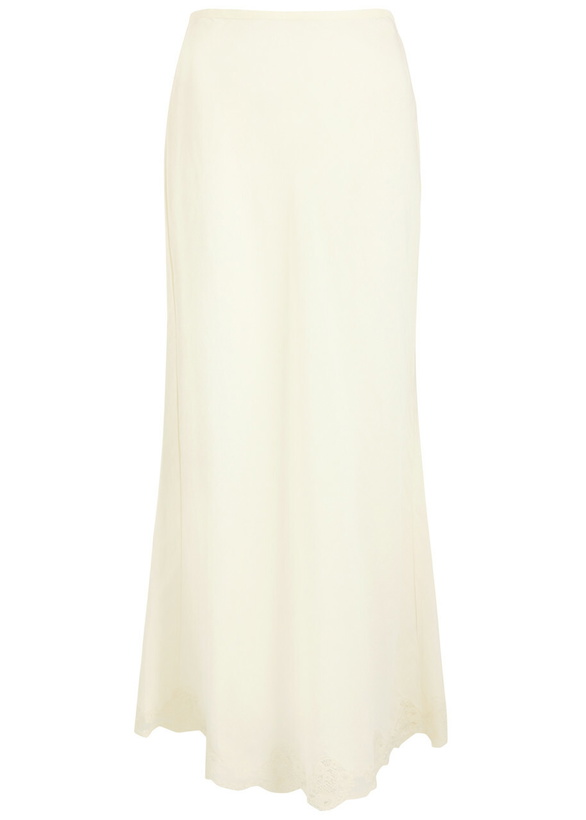 Photo: Rixo Crystal Lace-trimmed Woven Maxi Skirt Cream