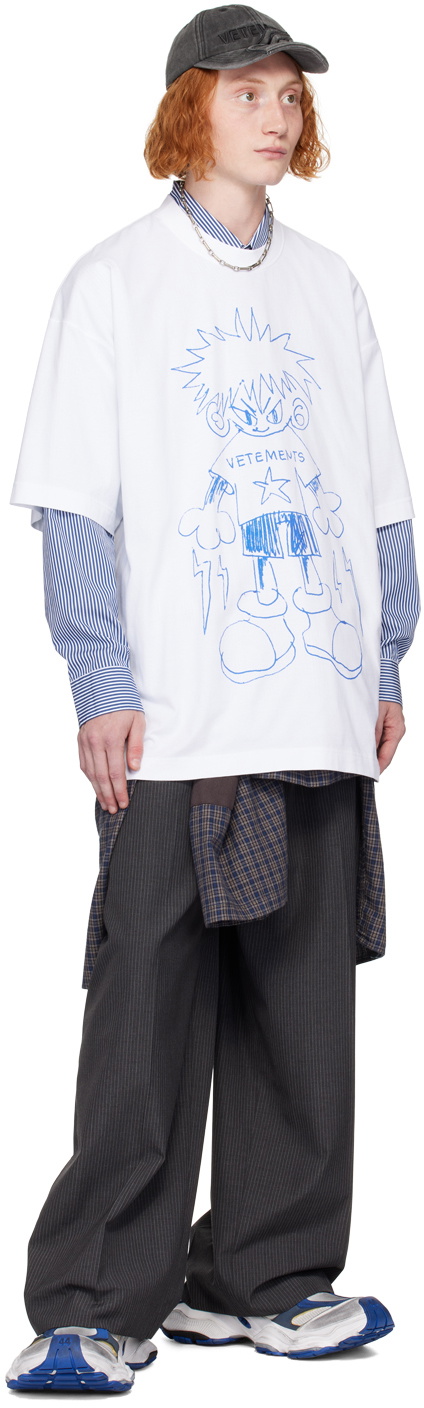 【関税込み】VETEMENTS ホワイト Drawing Tシャツ VETEMENTS Men's Drawing T-Shirt in White Vetements