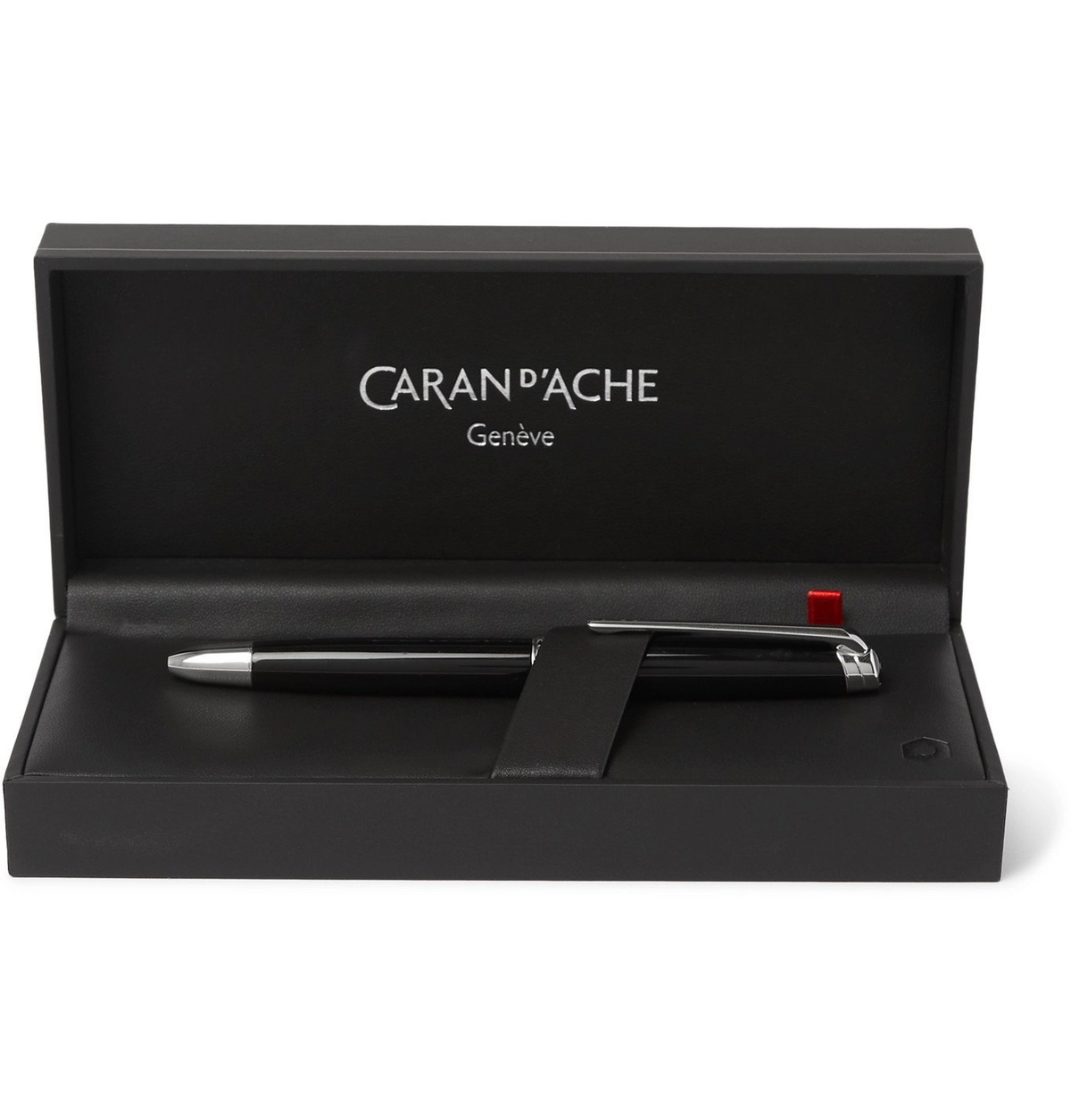 Caran d'Ache - Léman Bi-Fonction Rhodium and Silver-Coated Lacquered Ballpoint Pen - Black