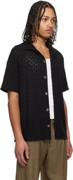 Dunst Black Crochet Open Collared Shirt