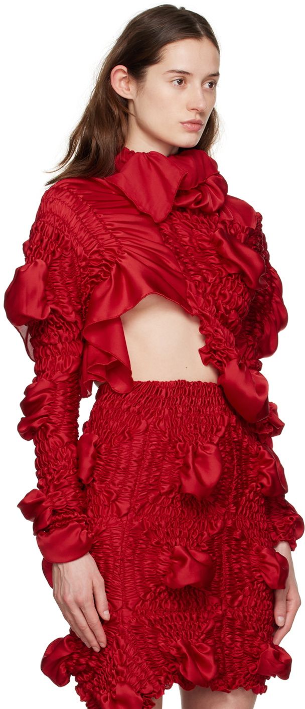 Feben Red Twist Blouse