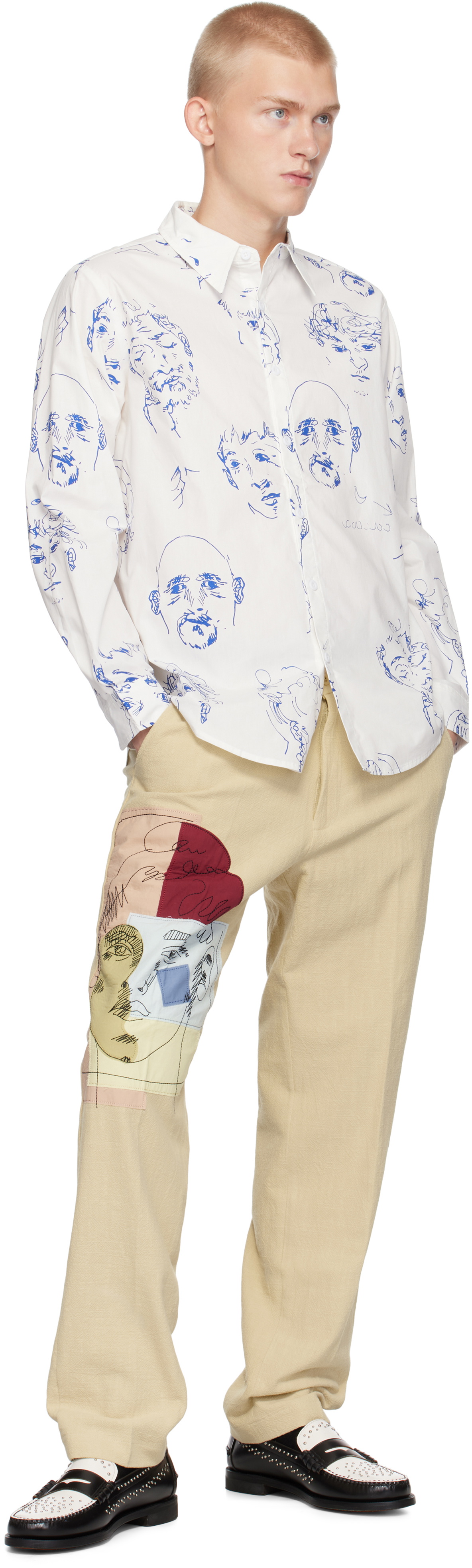 KidSuper White Doodle Faces Shirt