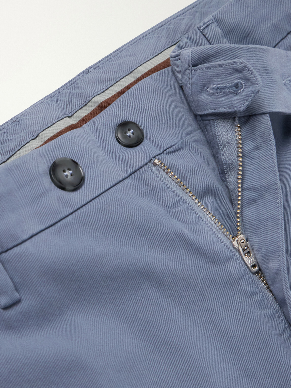 Canali - Straight-Leg Stretch-Cotton Twill Trousers - Blue