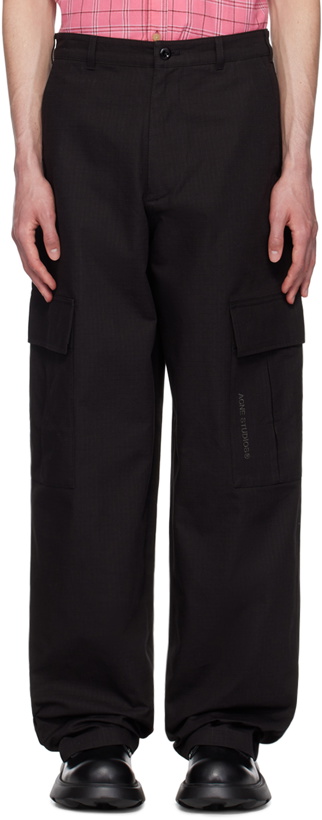 Photo: Acne Studios Black Embroidered Cargo Pants