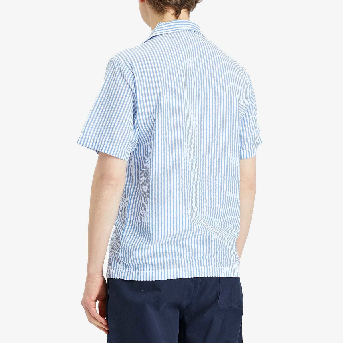 Dubbleware Men's Quincy Seersucker Vacation Shirt in Navy
