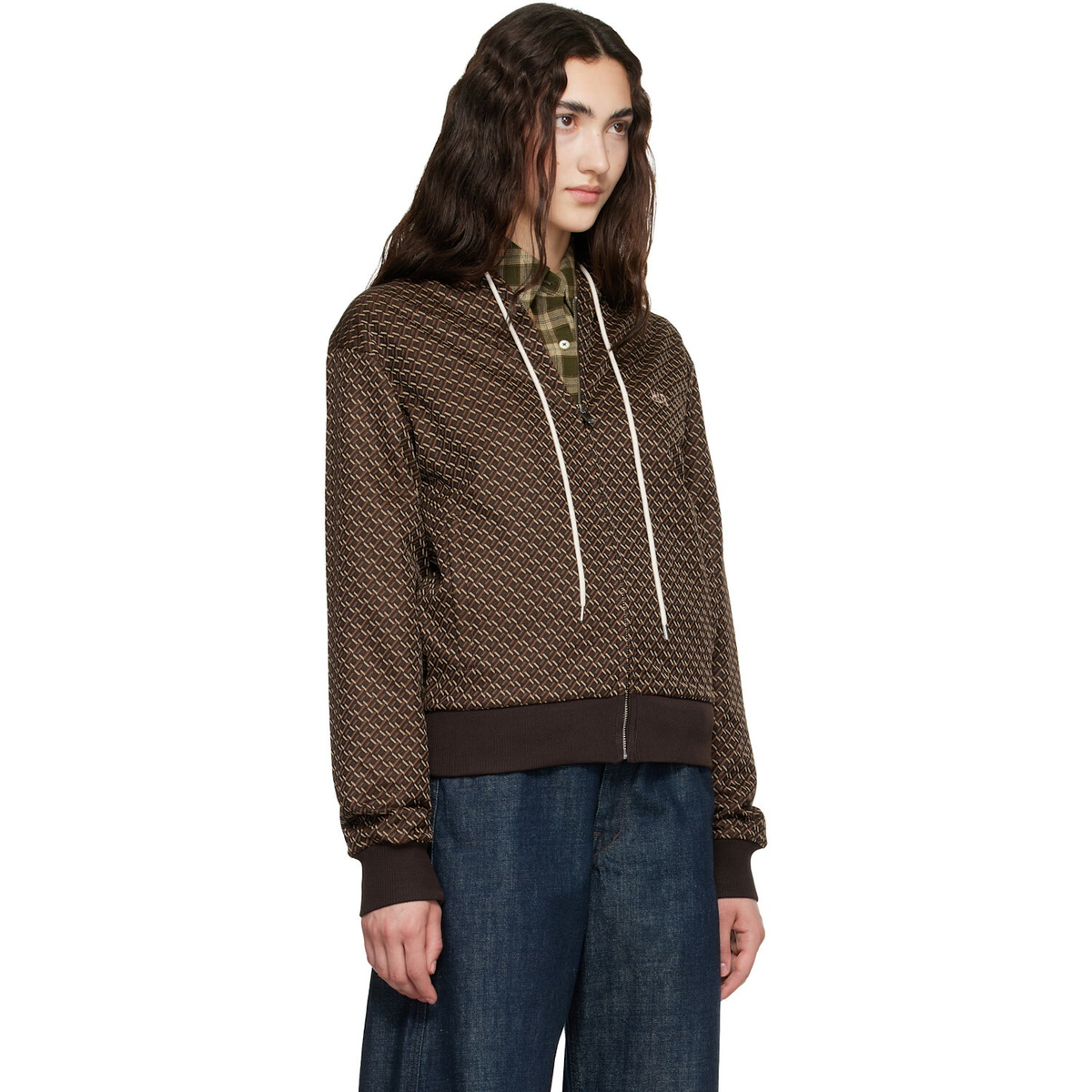 Wales Bonner Brown Modernist Jacquard Hooded Track Jacket