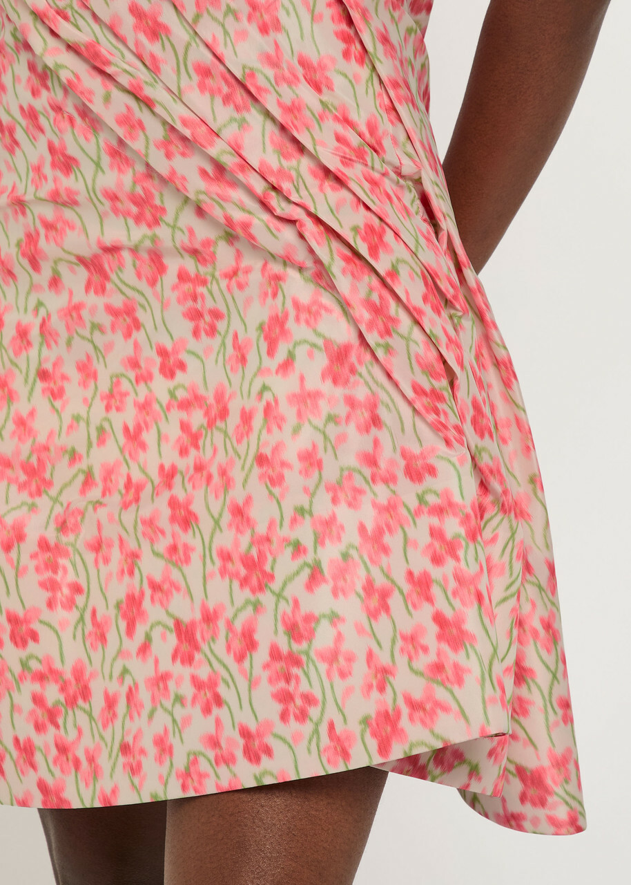 Loewe Twisted Floral-print Mini Dress White And Pink