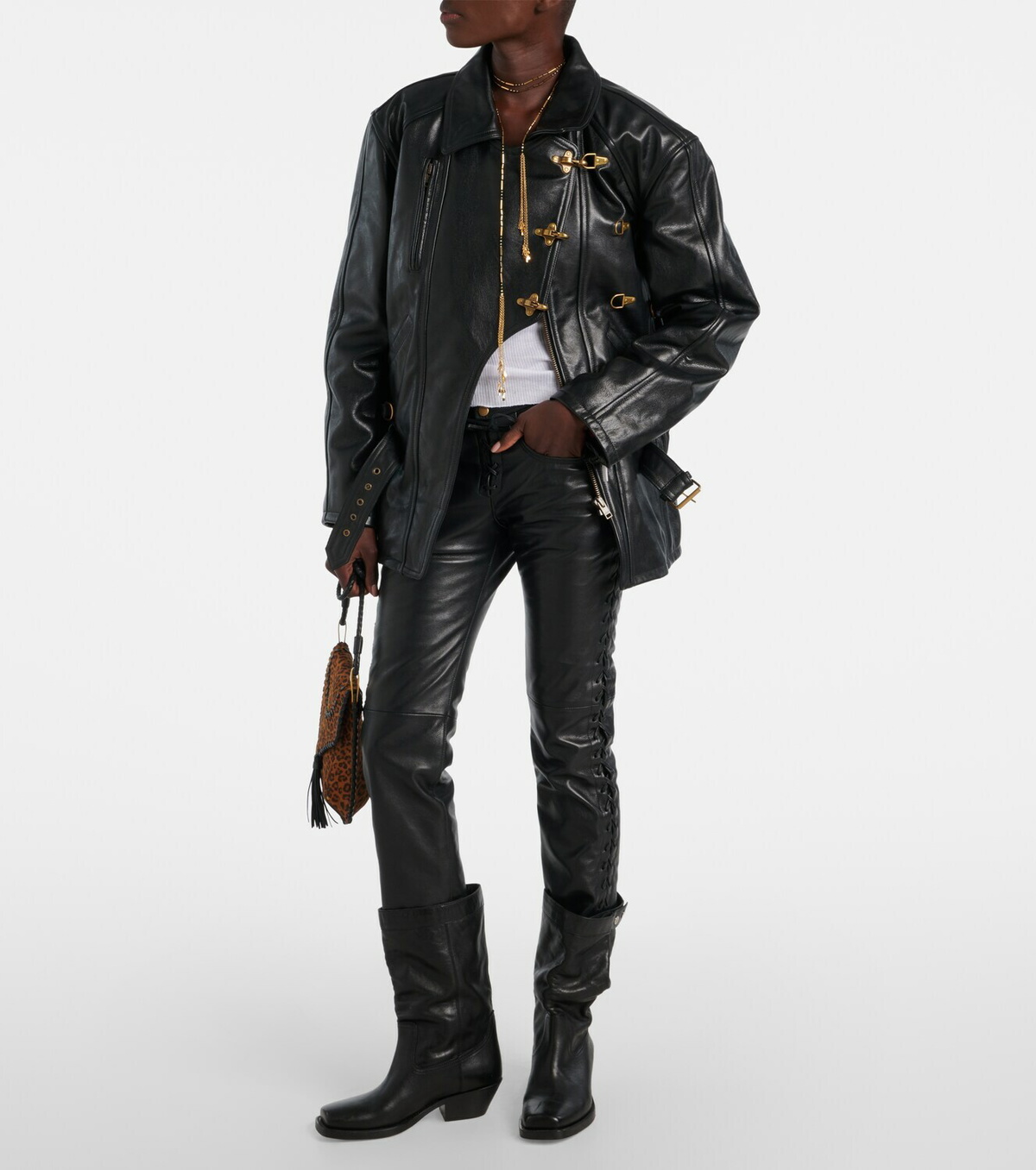 Isabel Marant Caitlyn belted leather jacket