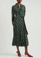Diane Von Furstenberg Tori Printed Midi Wrap Dress Black