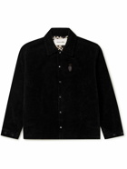 Story Mfg. - Worf Logo-Embroidered Organic Cotton-Velvet Shirt Jacket - Black
