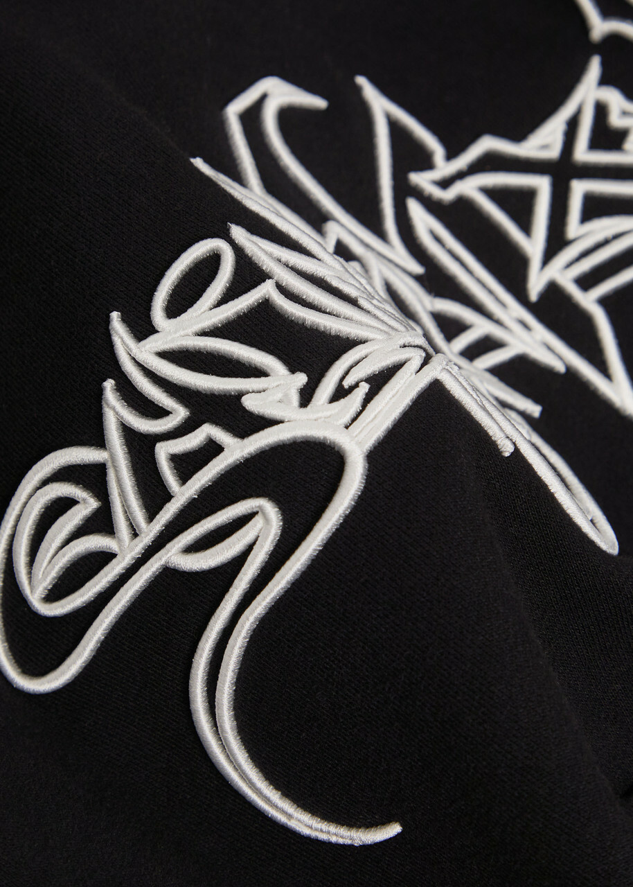 Saint Mxxxxxx Embroidered Hooded Cotton Sweatshirt Black