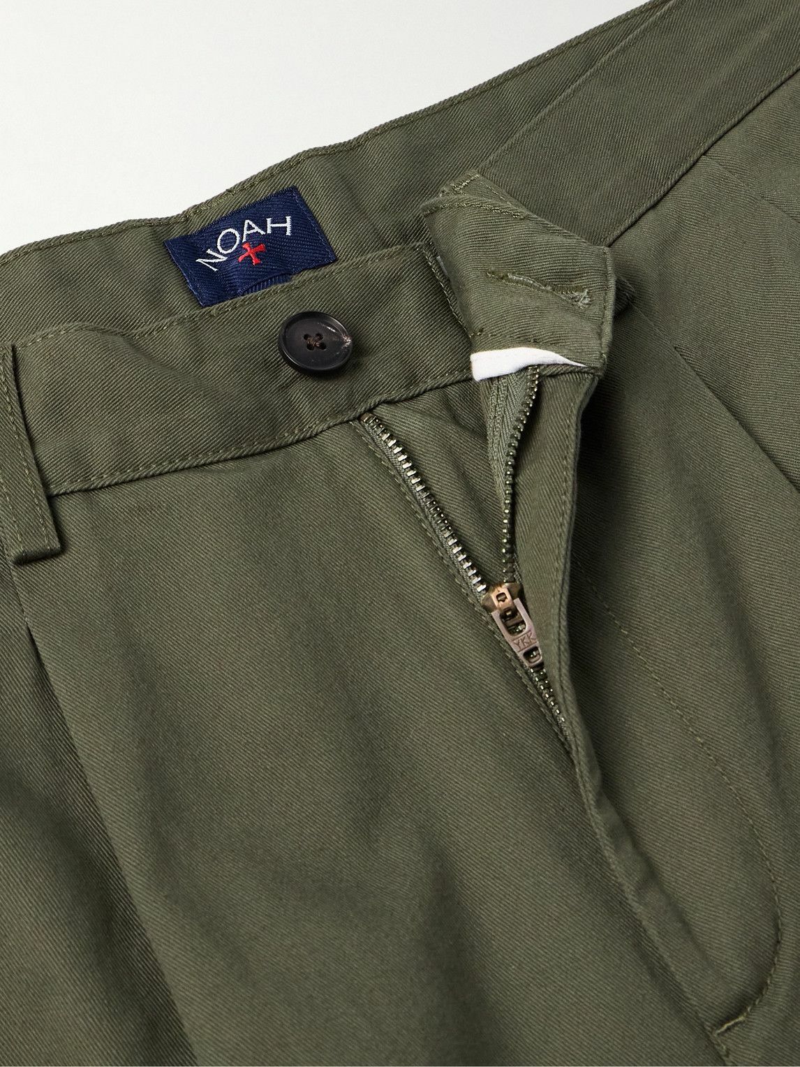 Noah - Straight-Leg Pleated Cotton-Twill Trousers - Green Noah NYC