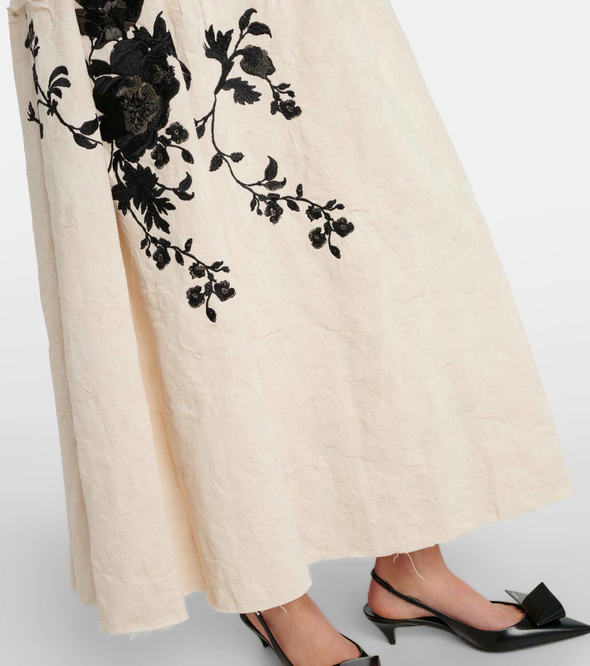 Erdem Embroidered cotton jacquard midi skirt Erdem
