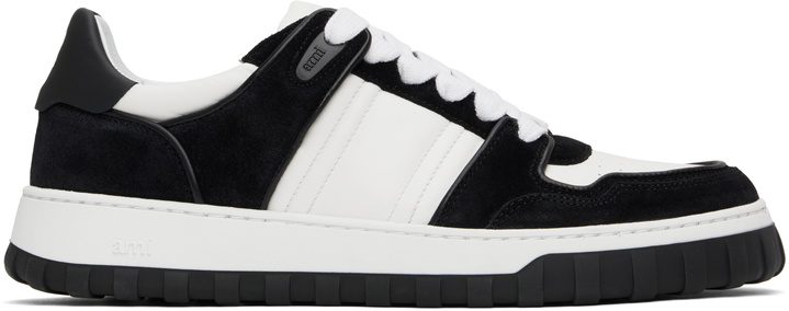 Photo: AMI Paris White & Black Leather Low-Top Walk Sneakers