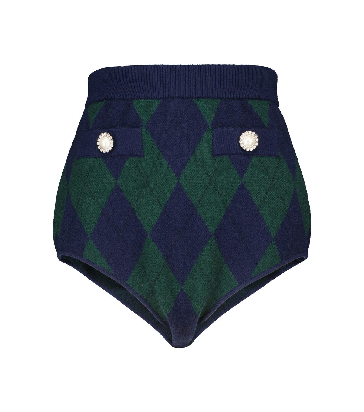 Alessandra Rich High-rise argyle knit shorts