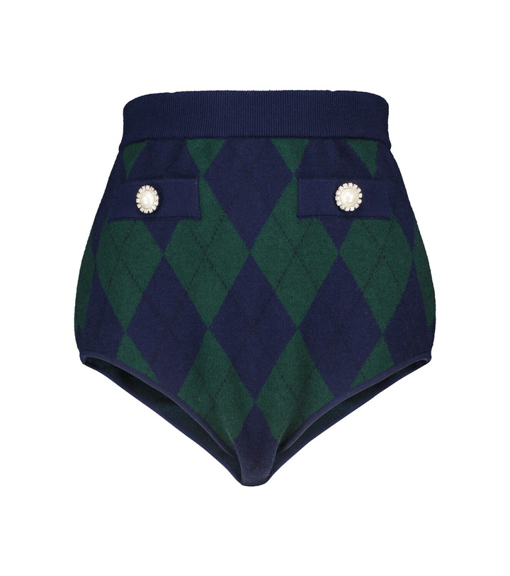 Photo: Alessandra Rich High-rise argyle knit shorts