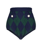 Alessandra Rich High-rise argyle knit shorts