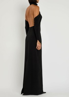 Courrèges Circle Mockneck Crepe Gown Black
