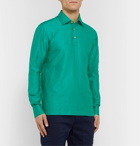 Kiton - Slim-Fit Cotton and Linen-Blend Half-Placket Shirt - Green