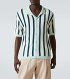 King & Tuckfield Striped knitted wool bowling shirt