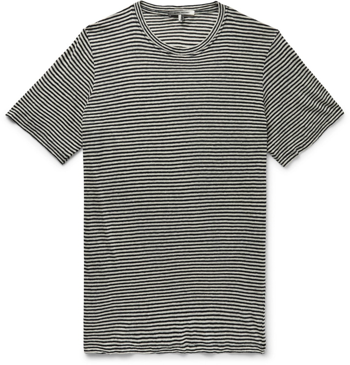 Photo: Isabel Marant - Leon Striped Linen and Cotton-Blend Jersey T-Shirt - Black