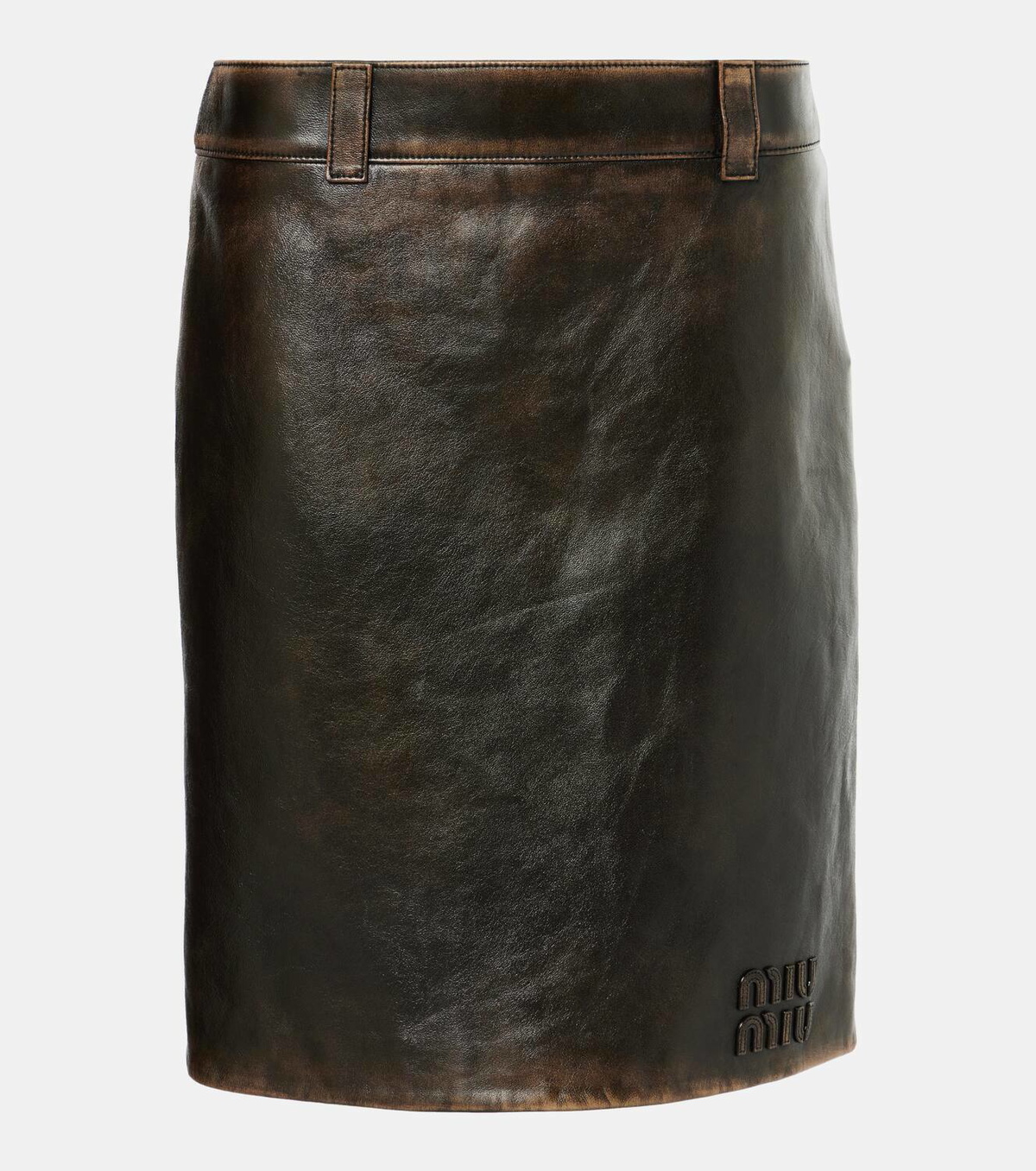 Miu Miu Leather midi skirt