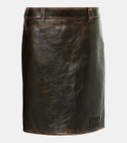 Miu Miu Leather midi skirt