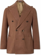Thom Sweeney - Unstructured Double-Breasted Linen Suit Jacket - Brown