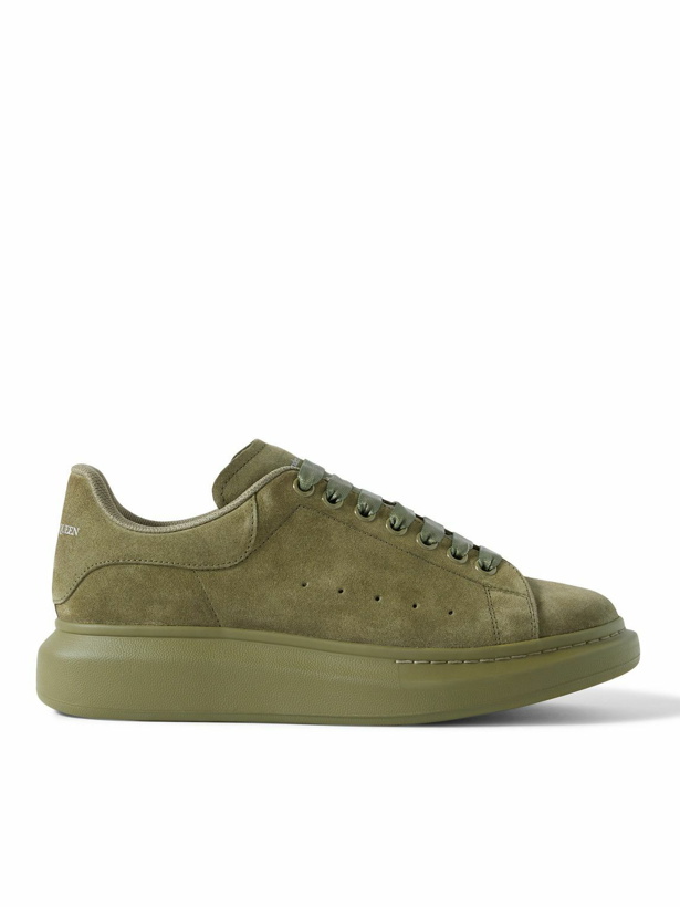 Photo: Alexander McQueen - Exaggerated-Sole Suede Sneakers - Green