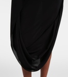 Mugler Asymmetric caped crêpe midi dress