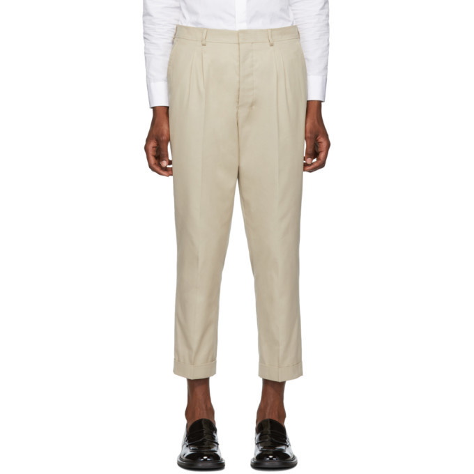 Photo: AMI Alexandre Mattiussi Beige Pleated Carrot Pants