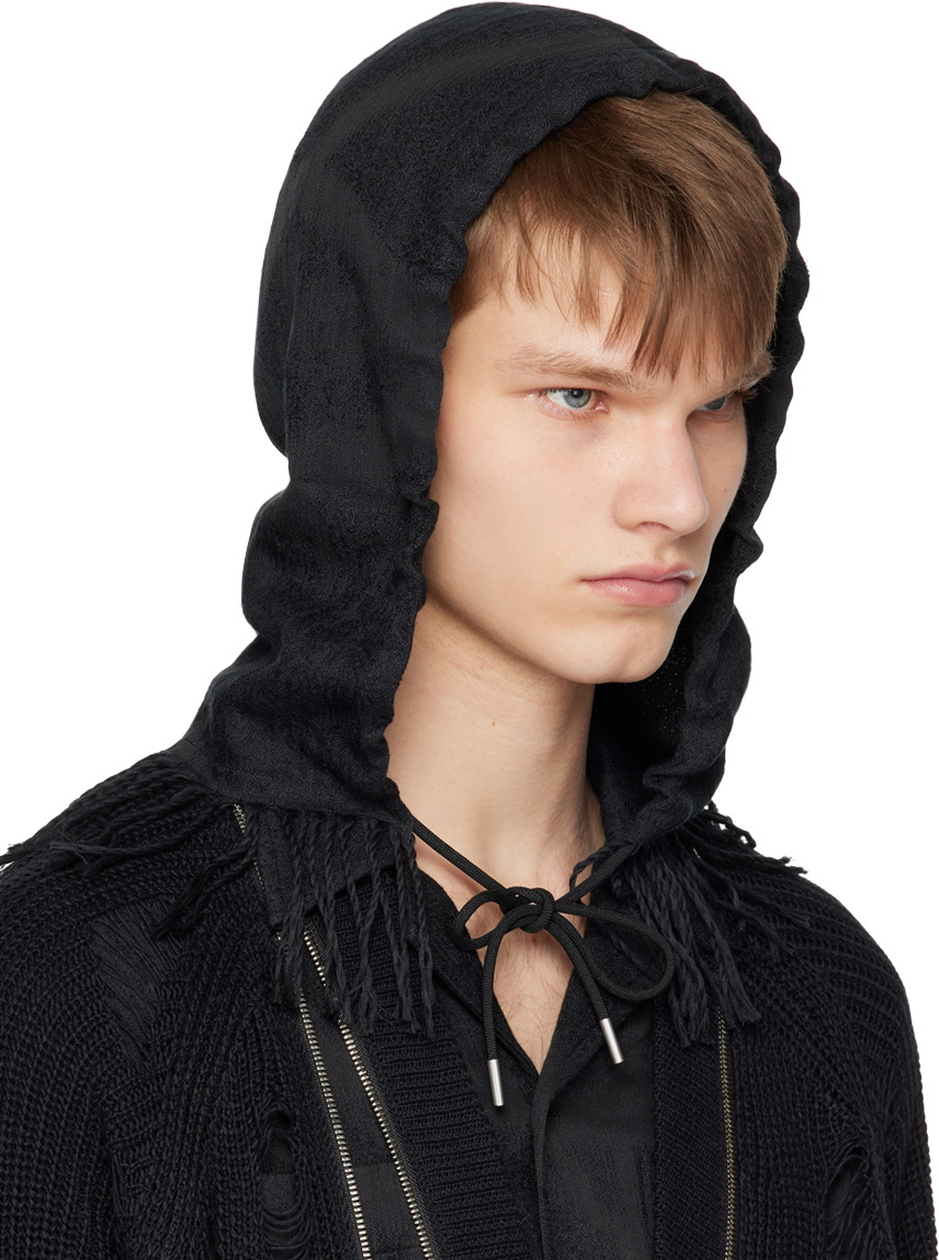 Vein Black Tassel Hood