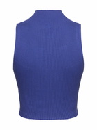 COURREGES Mock Neck Light Ribbed Cotton Top