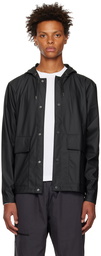 RAINS Black Short Hooded Jacket