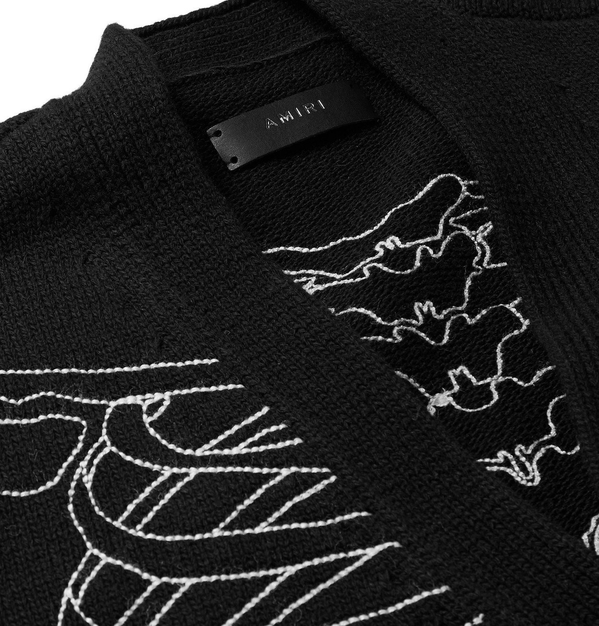 AMIRI - Skeleton Embroidered Knitted Cardigan - Black Amiri