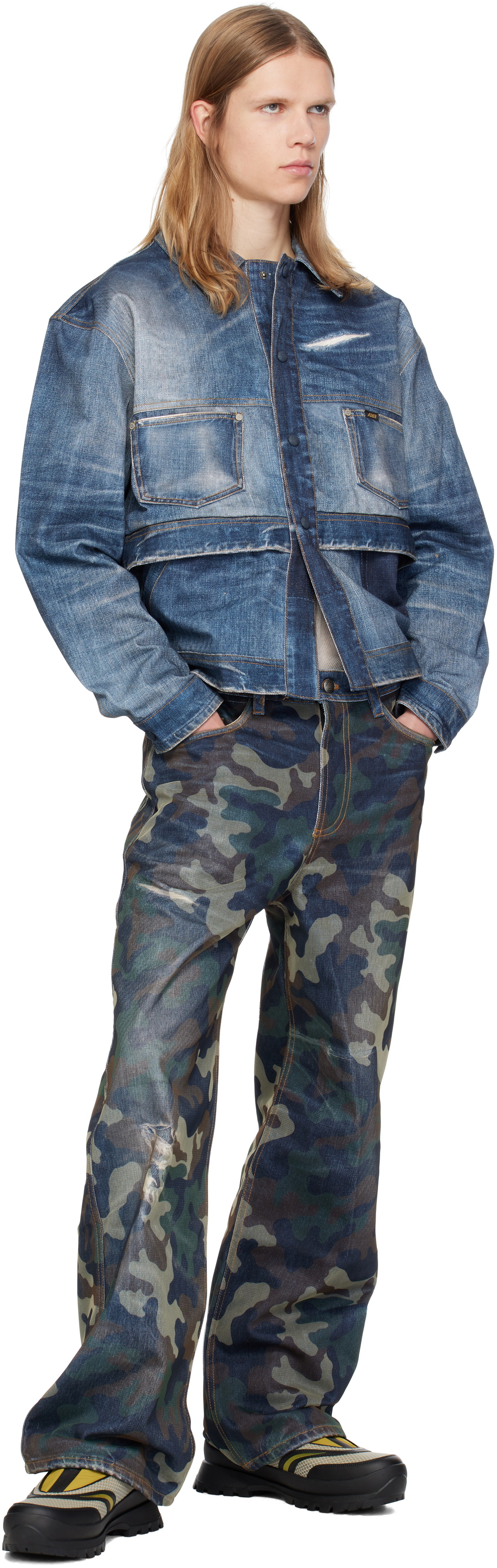 Andersson Bell Blue Trompe L'œil Double Waist Denim Jacket