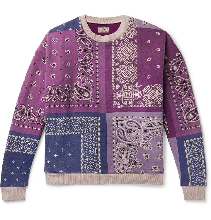 Photo: KAPITAL - Bandana-Print Fleece-Back Cotton-Jersey and Quilted Shell Sweatshirt - Purple