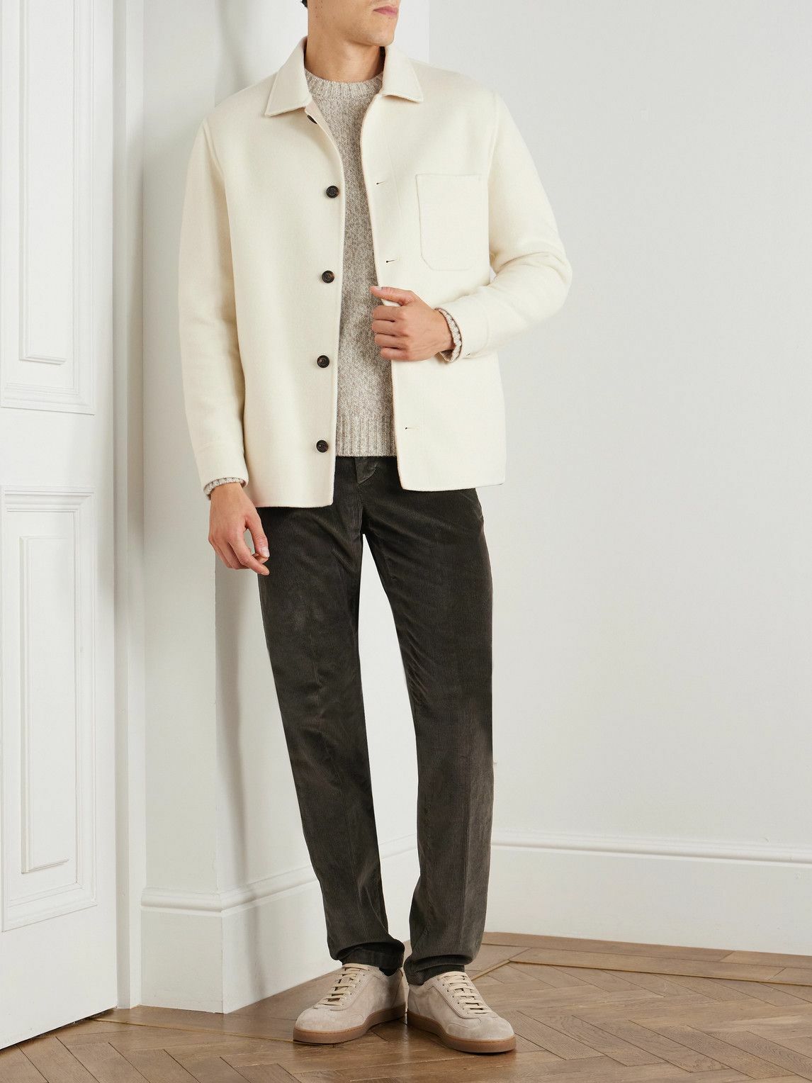Eleventy - Straight-Leg Stretch Cotton and Modal-Blend Corduroy Trousers - Brown