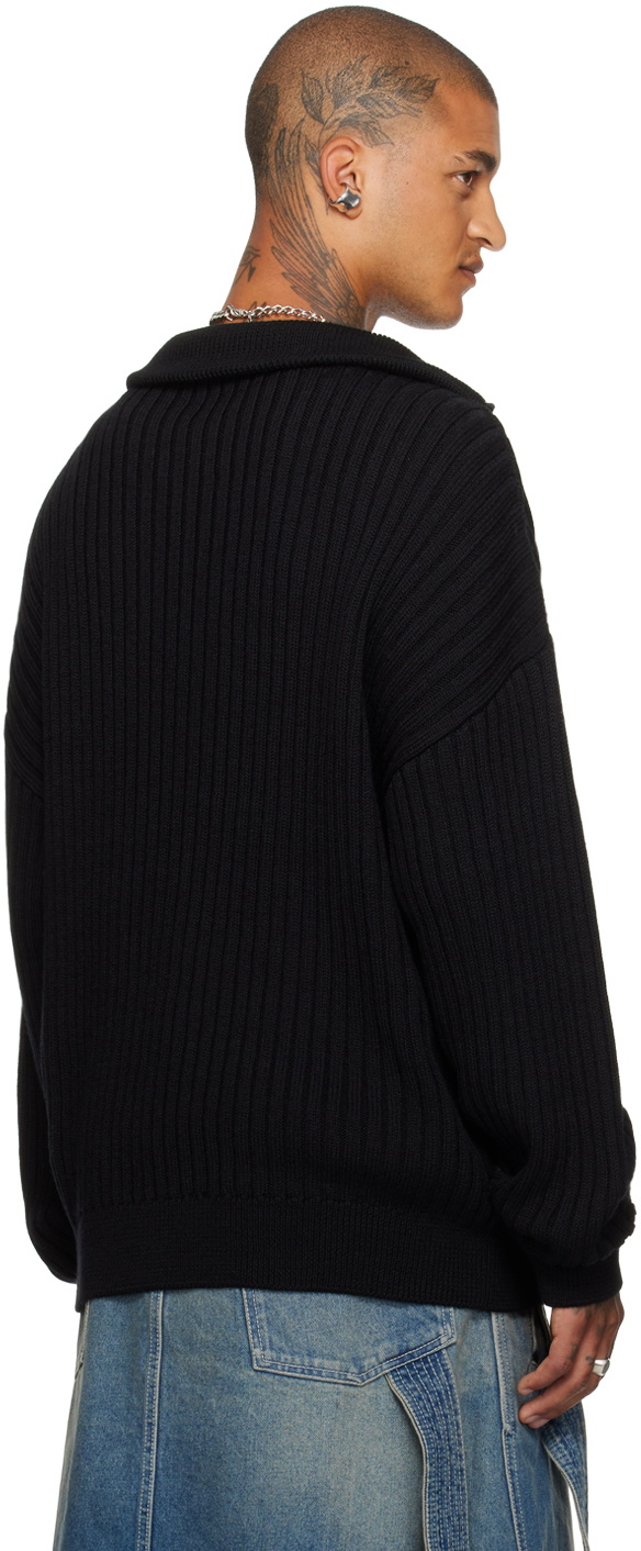 LU'U DAN Black Slacker Rib Sweater