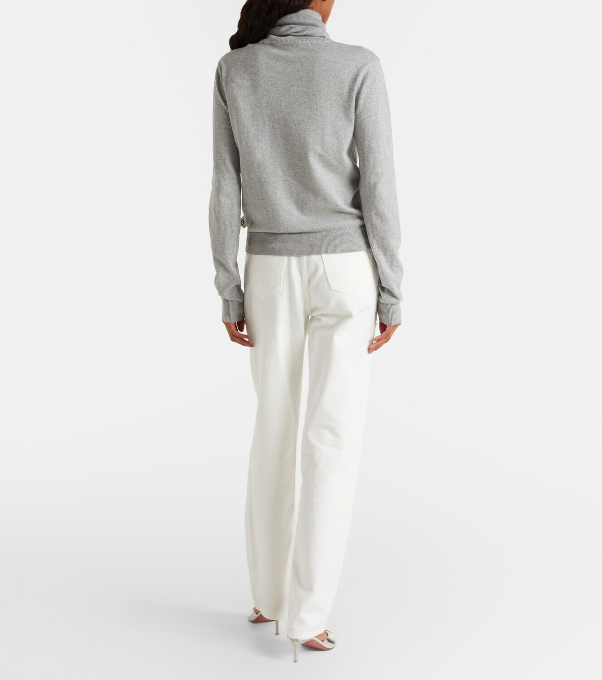 Area Distressed embellished wide-leg jeans