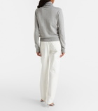 Area Distressed embellished wide-leg jeans