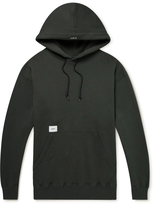 Photo: WTAPS - Blank Logo-Appliquéd Cotton-Jersey Hoodie - Black