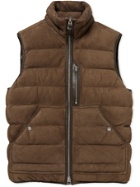 TOM FORD - Quilted Suede Down Gilet - Brown