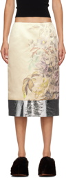 Dries Van Noten Beige Floral Print Midi Skirt