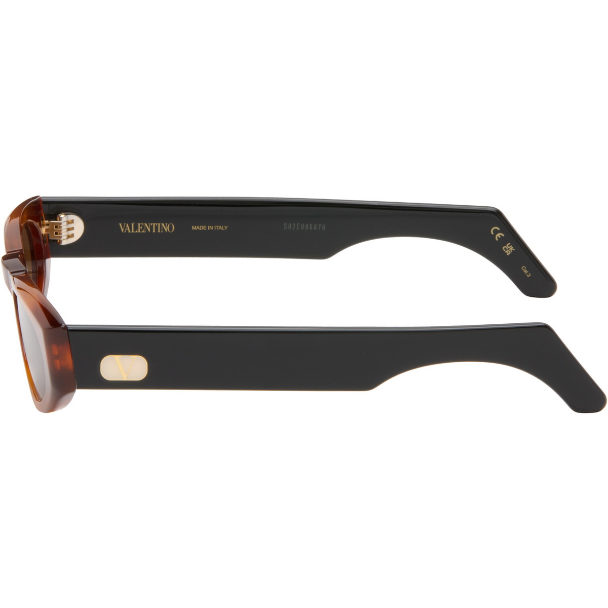 Valentino Brown & Black Geometric Acetate Sunglasses