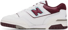 New Balance White & Burgundy 550 Sneakers