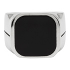 Givenchy Silver and Black Signature Signet Ring